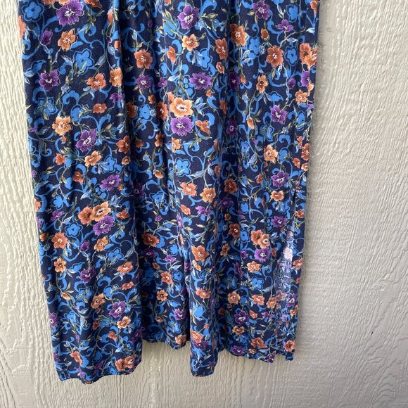 Vtg 90's Studio Ease Maxi Dress Sz 6 Floral Navy  Ivory Waffle Prairie Cottage - Picture 5 of 8